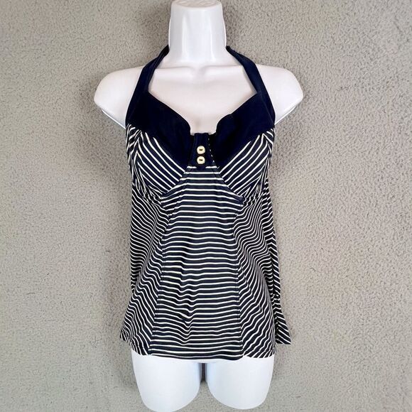 PANACHE WOMENS TANKINI BLUE AND WHITE WITH STRIPES SIZE XS - Picture 1 of 11